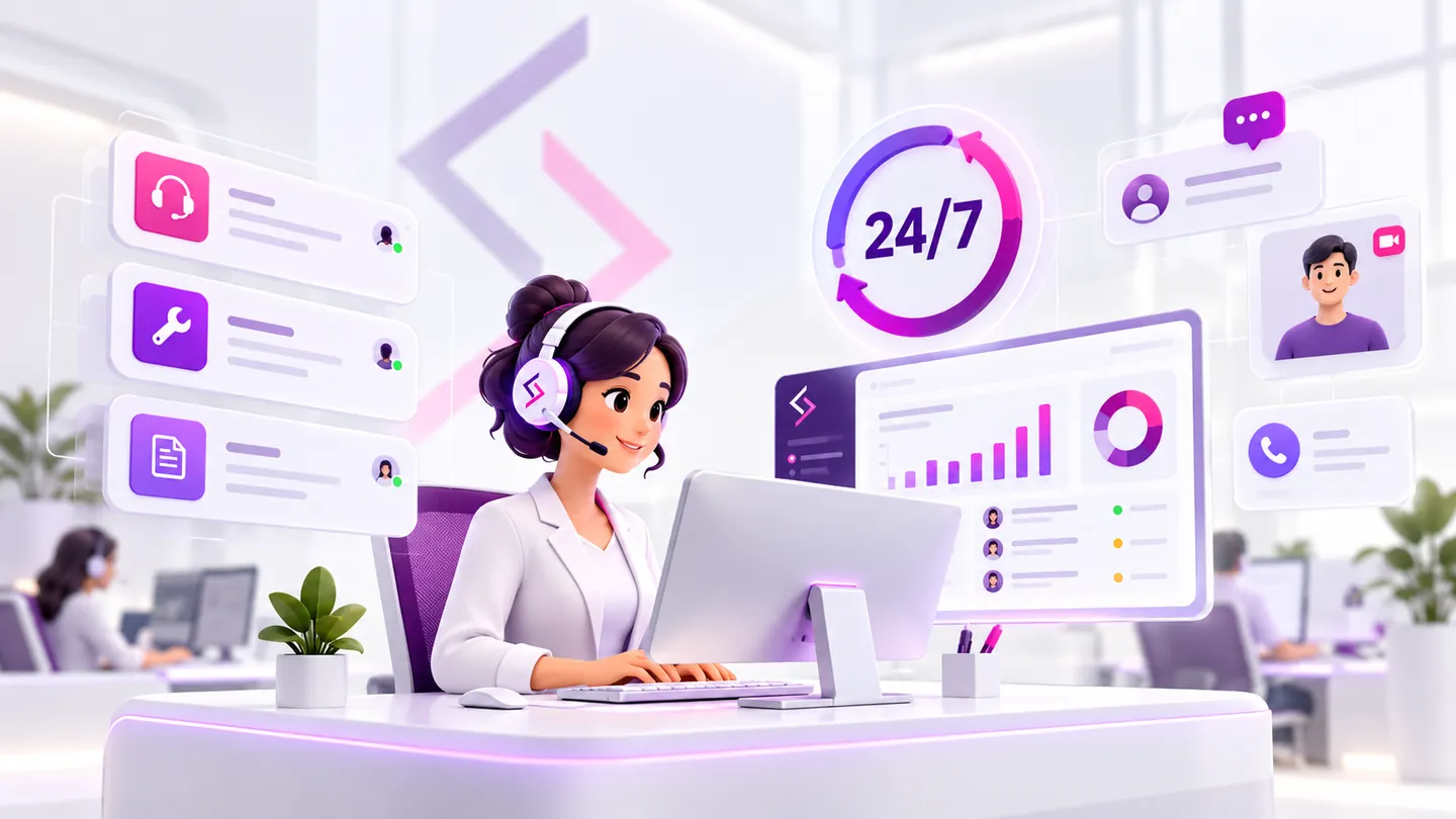 24 7 customer support hub conceptual illustration