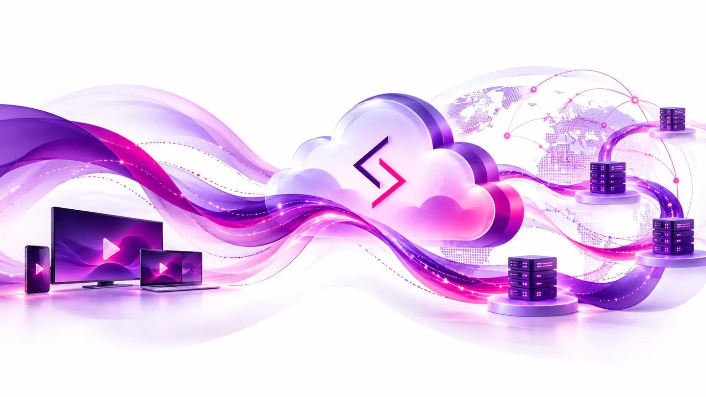 futuristic cloud streaming network conceptual illustration